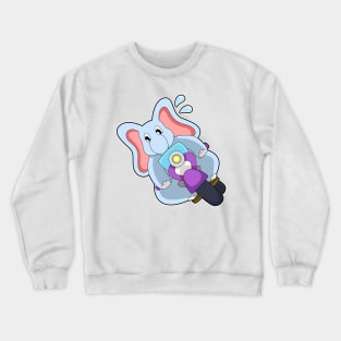 Elephant as Biker with Motorcycle Crewneck Sweatshirt